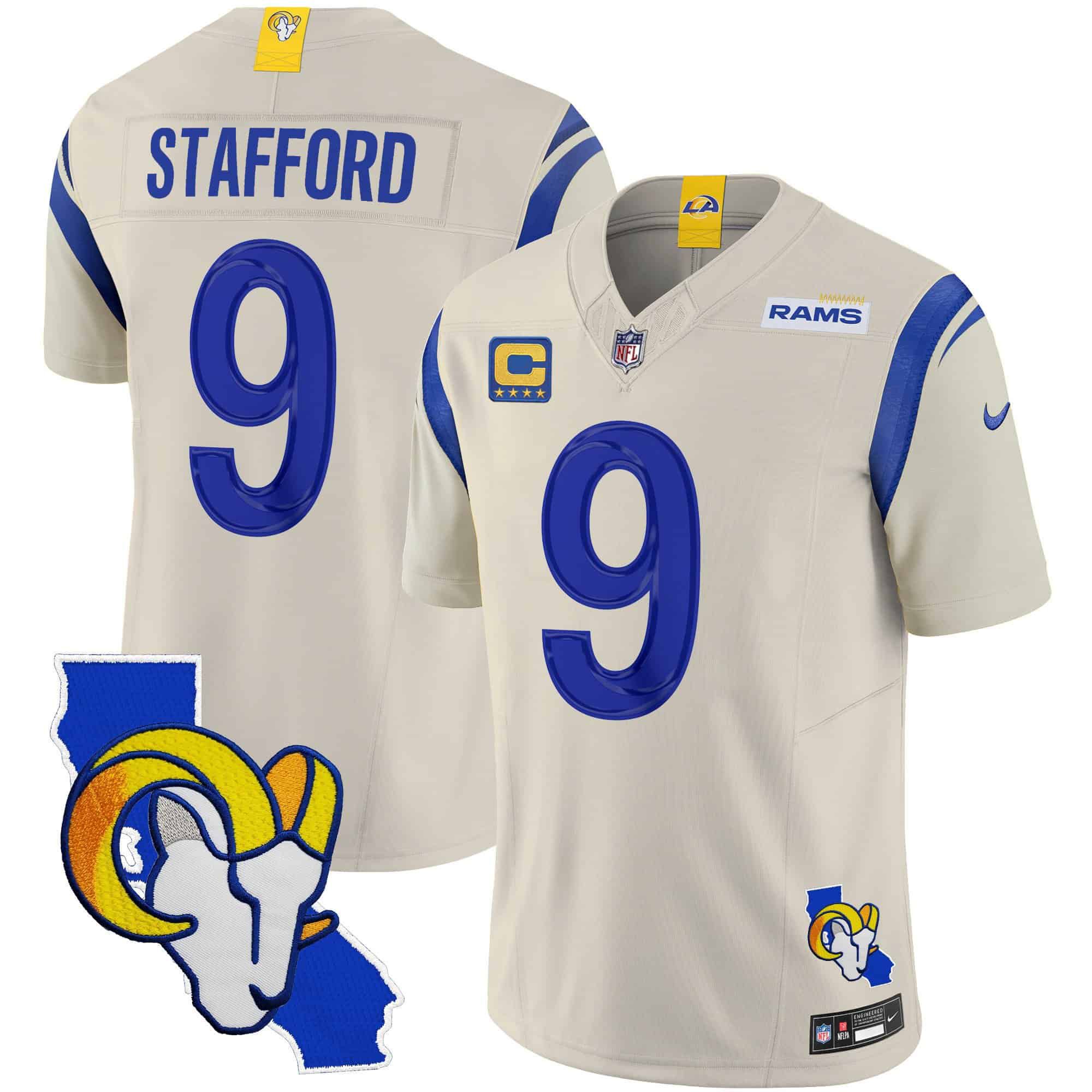 Men Los Angeles Rams #9 Stafford Grey 2024 Nike California Patch Vapor Limited NFL Jersey